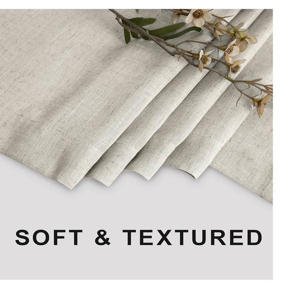 Linen mix waterproof SHOWER CURTAIN in natural linen color. 72” x 84”. New. - Picture 2 of 7